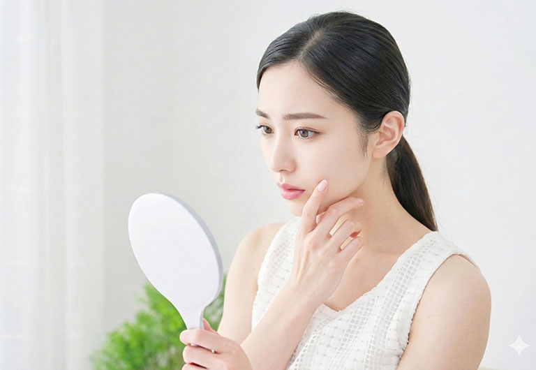 歯の色味に悩む女性